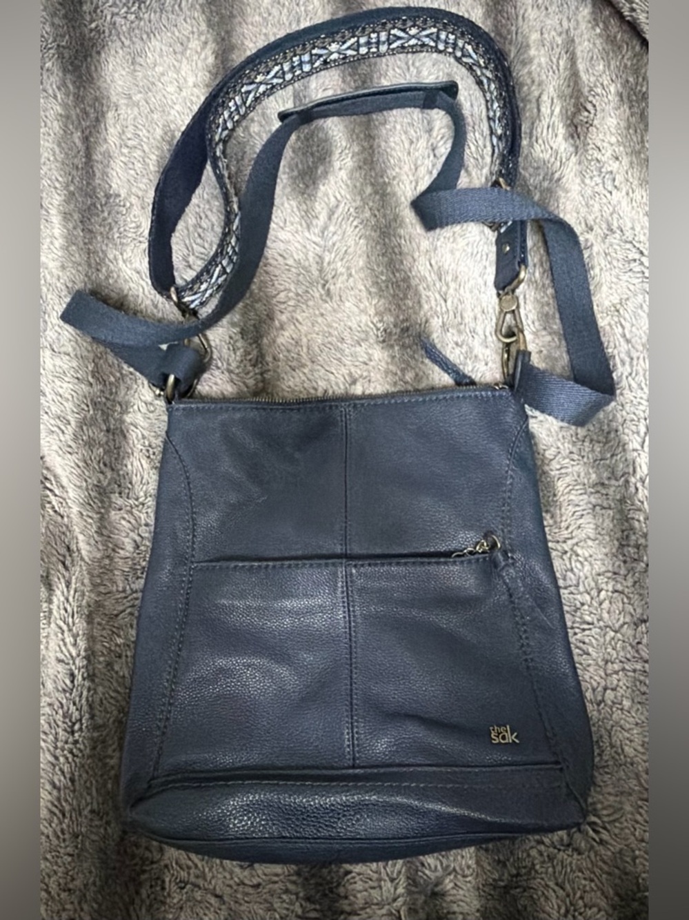 The Sak Lucia Leather Crossbody Purse Blue Indigo